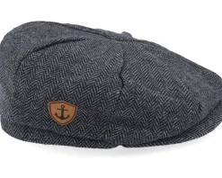 Anchor Shield Patch Charcoal Bakerboy Flat Cap - Jack Anchor
