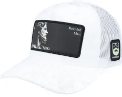 Ancient Greek Beard Patch Velvet White A-Frame Trucker - Bearded Man