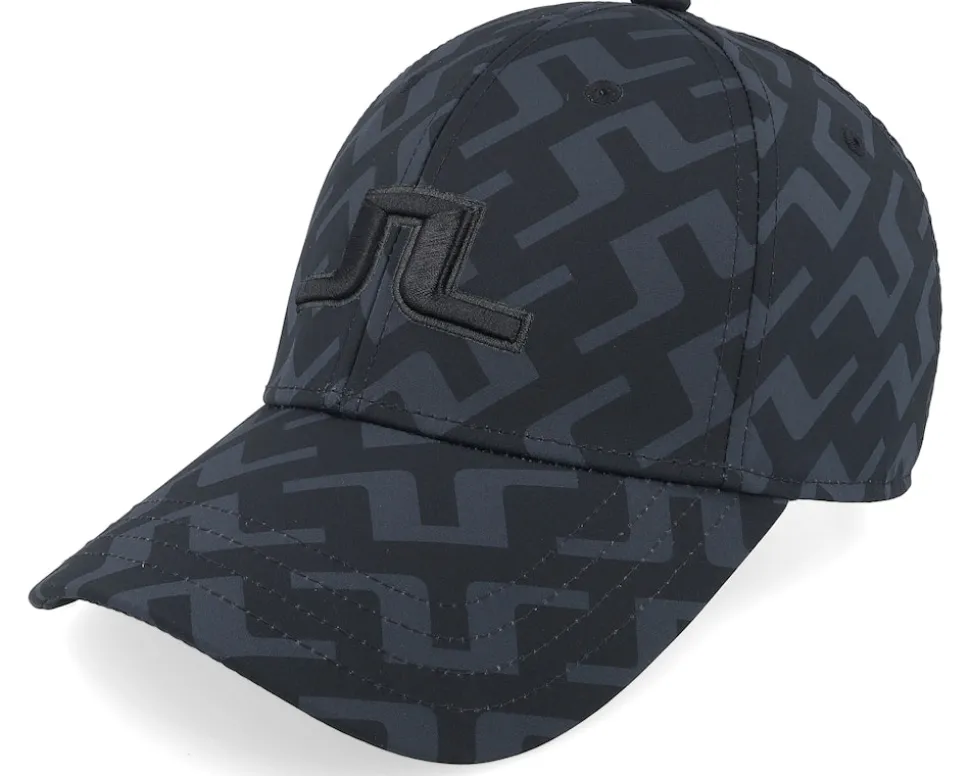 Anga Printed Cap Bias Bridge Black Adjustable - J.Lindeberg