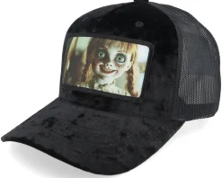 Anna Belle Velvet Black/Black A-frame Trucker - Scenes