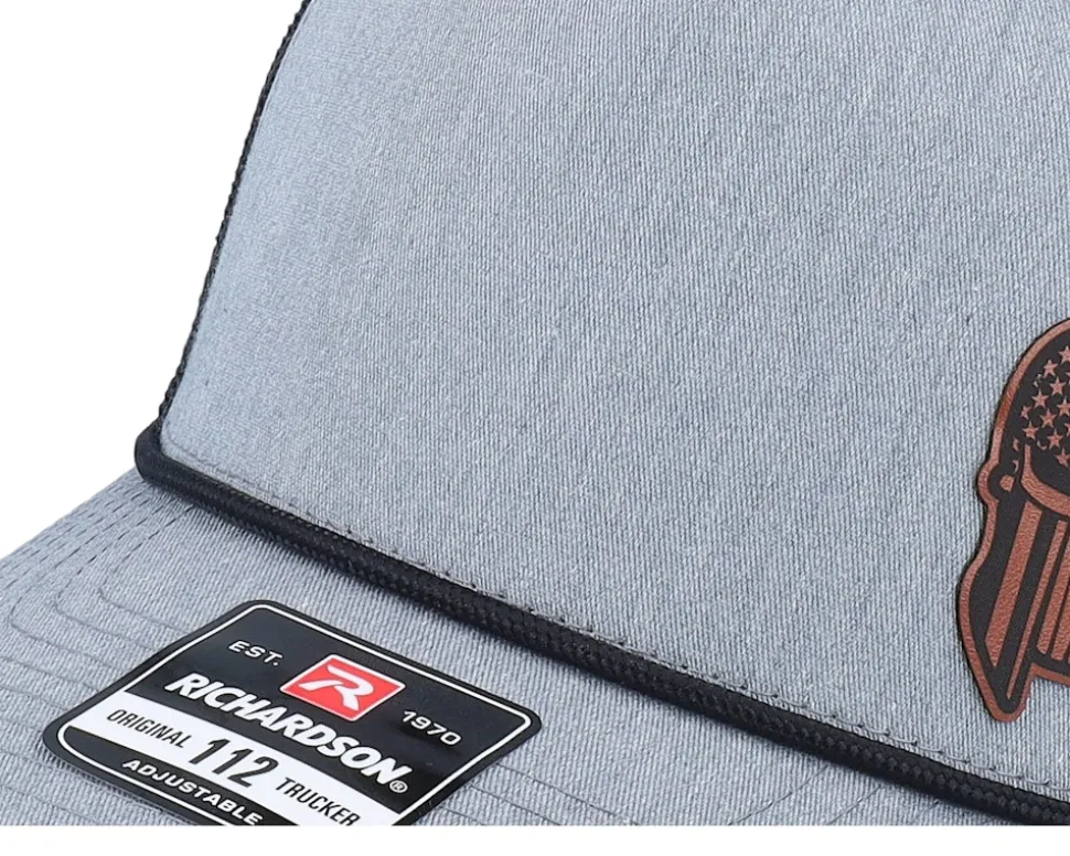 Army Skull Usa Brown Patch Heather Grey/Black Rope A-Frame Trucker - Army Head