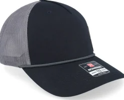 Army Skull Usa Brown Patch Black/Charcoal Rope A-Frame Trucker - Army Head