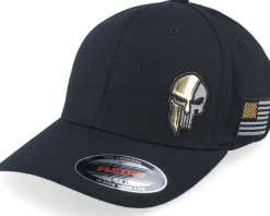 Army Skull Usa Gold Patch Black Flexfit - Army Head