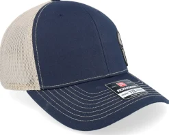 Army Skull Usa Gold Patch Navy/Khaki Trucker - Army Head