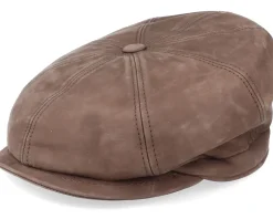 Artist Blue Line Nappa Wax Dk. Brown Flat Cap - MJM Hats