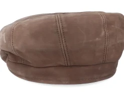 Artist Blue Line Nappa Wax Dk. Brown Flat Cap - MJM Hats