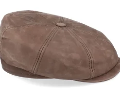 Artist Blue Line Nappa Wax Dk. Brown Flat Cap - MJM Hats