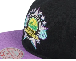 Asg 2 Tone Deadstock Black/Purple Snapback - Mitchell & Ness