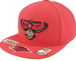 Atlanta Hawks Front Face Red Snapback - Mitchell & Ness