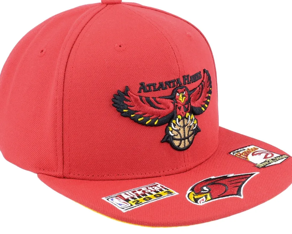 Atlanta Hawks Front Face Red Snapback - Mitchell & Ness