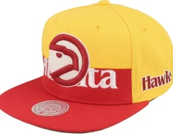 Atlanta Hawks Half & Half Red/Yellow Snapback - Mitchell & Ness