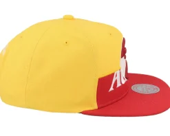 Atlanta Hawks Half & Half Red/Yellow Snapback - Mitchell & Ness