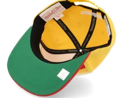 Atlanta Hawks Half & Half Red/Yellow Snapback - Mitchell & Ness