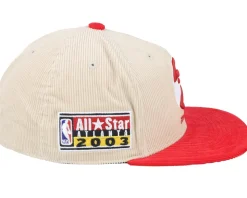 Atlanta Hawks Team Cord Off White/Red Fitted - Mitchell & Ness