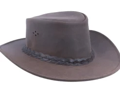 Aussie Bush Squashable Leather Brown Hat - MJM Hats