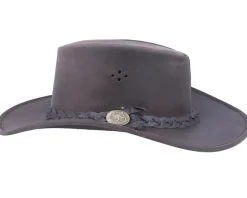 Aussie Bush Squashable Leather Brown Hat - MJM Hats