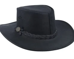 Aussie Bush Squashable Leather Black Traveler - MJM Hats
