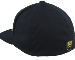 Badge Logo Back Black Flat Brim Fitted - Bearded Man