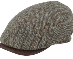 Bang 32 Harris Tweed Green Herringbone Flat Cap - MJM Hats