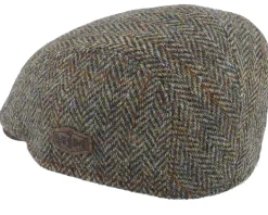 Bang 32 Harris Tweed Green Herringbone Flat Cap - MJM Hats