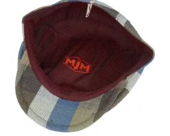 Bang 41 Linen/Cotton Blue Check Flat Cap - MJM Hats