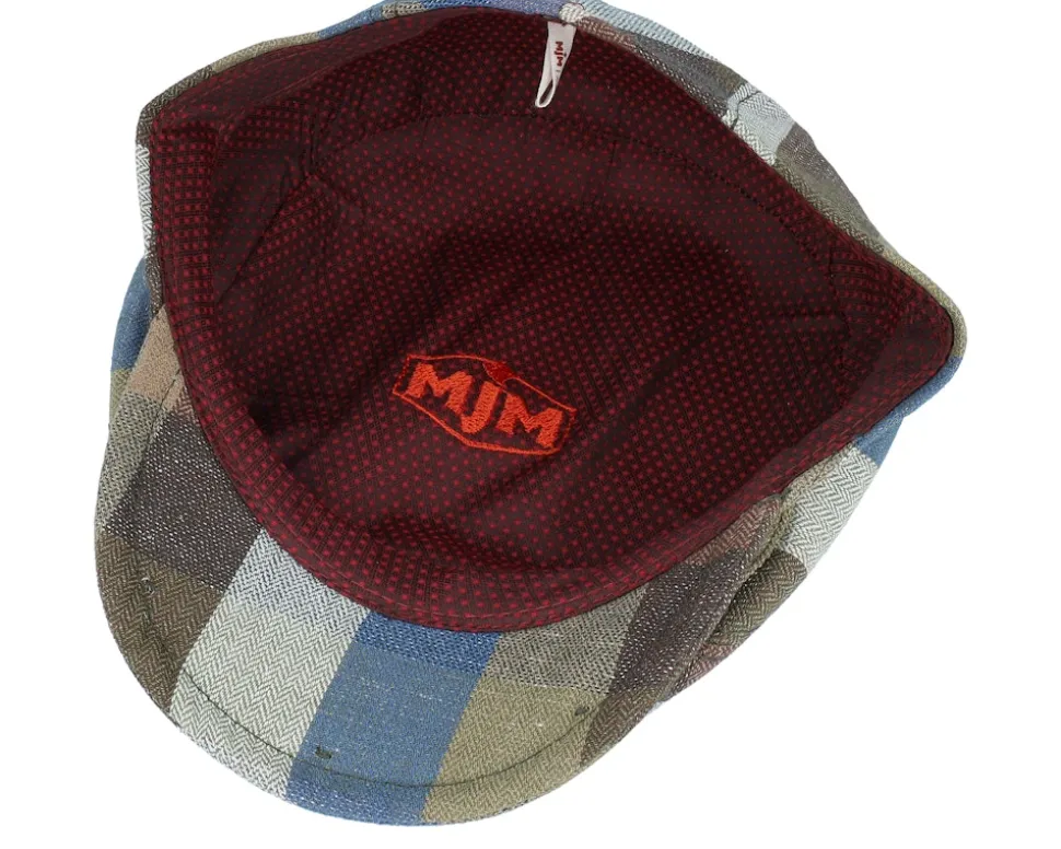 Bang 41 Linen/Cotton Blue Check Flat Cap - MJM Hats