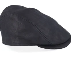 Bang Leather Black Flat Cap - MJM Hats
