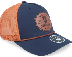 Barber Shop Logo 112fpr Split Navy/Dark Orange - Bearded Man