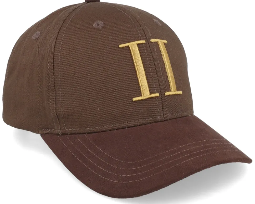 Baseball Cap Suede Ii Coffee Brown/Mustard Yellow Adjustable - Les Deux
