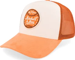 Baseball White/Orange A-Frame Trucker - Mitchell & Ness