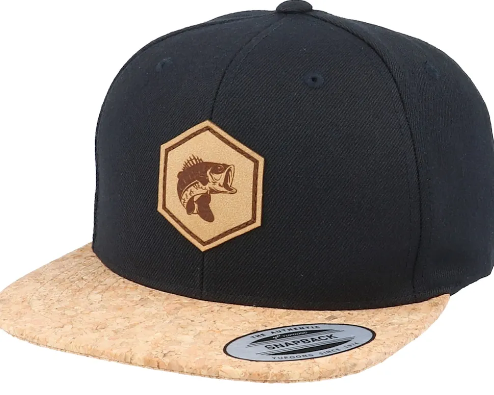 Bass Fish Patch Black/Cork Snapback - Skillfish