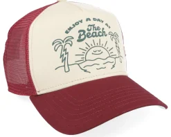 Beach Day Offwhite/Burgundy A-Frame Trucker - Coastal
