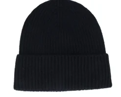 Beanie Rib 42 Rec Wool/Cashmere Mix Black Cuff - MJM Hats