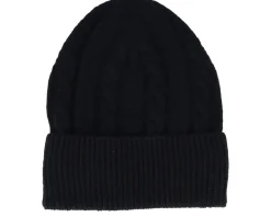 Beanie Rib 32 Recycled Wool Mix Black Cuff - MJM Hats
