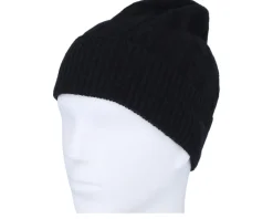 Beanie Rib 32 Recycled Wool Mix Black Cuff - MJM Hats