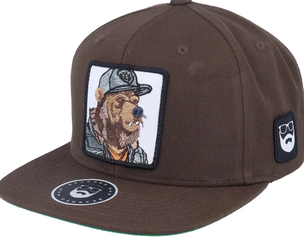 Bear Cap Man Classic Dark Brown Snapback - Bearded Man
