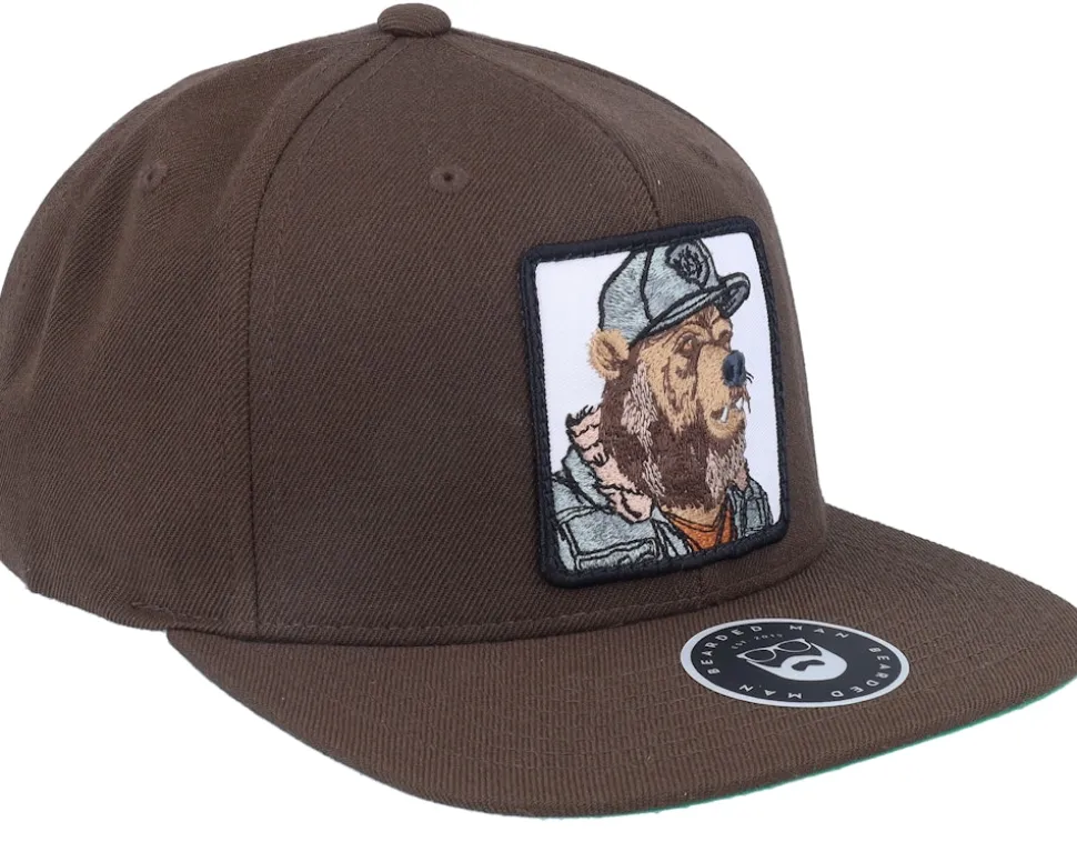 Bear Cap Man Classic Dark Brown Snapback - Bearded Man