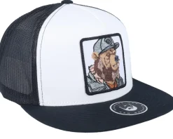 Bear Cap Man Classic White/Black A-frame Trucker - Bearded Man