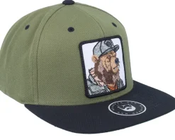 Bear Cap Man Olive/Black Snapback - Bearded Man