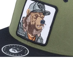Bear Cap Man Olive/Black Snapback - Bearded Man