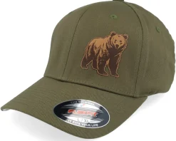 Bear Engraved Wooly Combed Olive Flexfit - Wild Spirit
