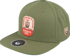 Beard Label Patch Olive Snapback - Bearded Man