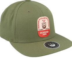 Beard Label Patch Olive Snapback - Bearded Man