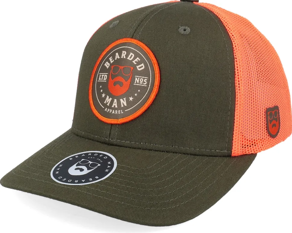 Beard Logo R Dark Mash/Fluorescent Orange Trucker - Bearded Man