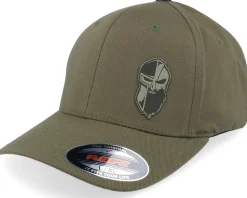 Bearded Army Skull Wooly Combed Olive Flexfit - Army Head