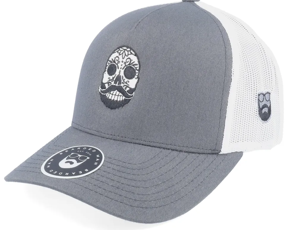 Bearded Calaveras Scull Grey/White Trucker - Bearded Man