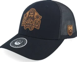 Bearded Lumber Jack Engraved Patch Black Trucker - Bearded Man