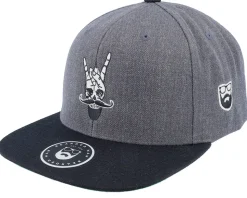 Bearded Rock Sign Scull Grey/Black Snapback - Bearded Man