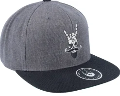 Bearded Rock Sign Scull Grey/Black Snapback - Bearded Man