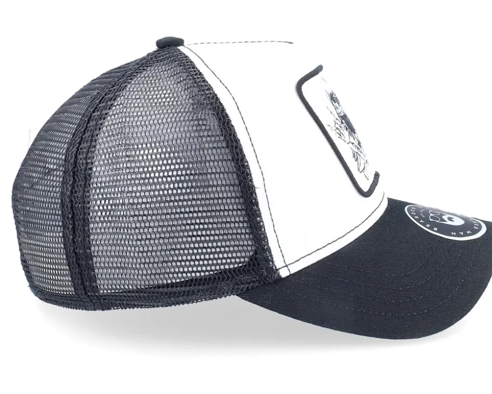 Bearded Rockstar Scull Patch Black/White Trucker - Bearded Man